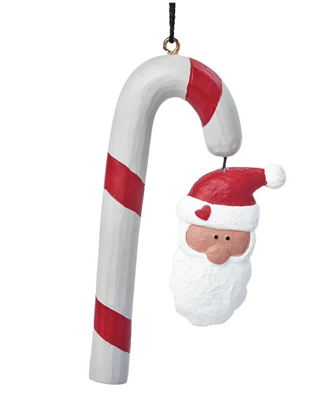 Candy Cane with Santa Christmas Ornament - 238-52092