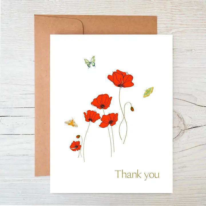 Raven's Edge Studio - Plantable Thank You Card | Wildflower Card | Poppies | Eco