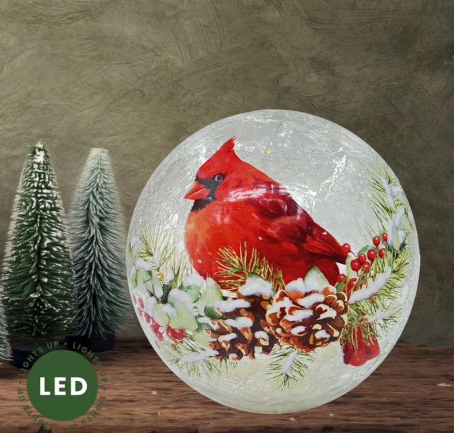 Cardinal - LED Crackle Glass Globe Lantern - 89459