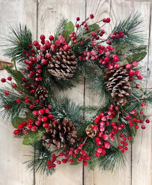Red Berry Christmas Wreath 20in - CQ4023