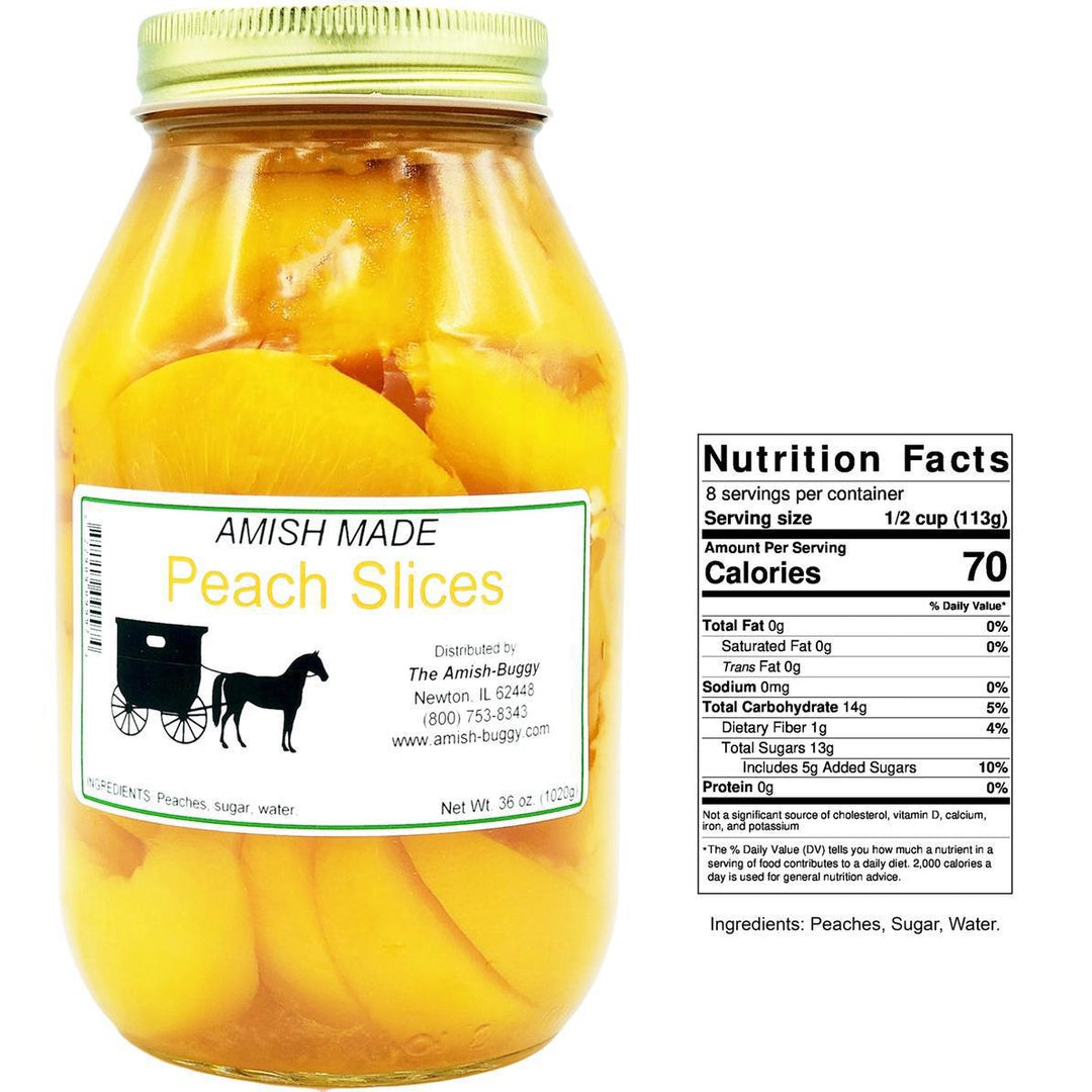 Arndt's Fudgery - Amish Made Fruits and Vegetables - Peach Halves 36 oz Jar