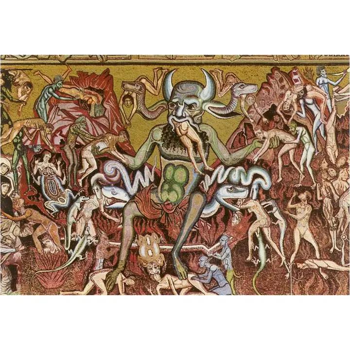 Found Image Press - Sticker - Devil with Scene from Hell - DM-00013-SK1201
