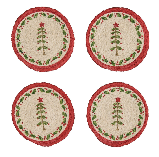 Park Designs - Feather Tree Printed Braided Set of 4 Coasters - 9844-156