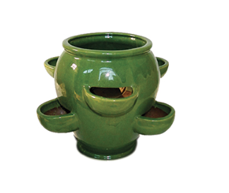 11" 6-Pocket Strawberry Jar - Green - SJ02-11 CLG