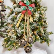 Zaer Old World Galvanized Christmas Triple Bells w/Bows ZR731220-A