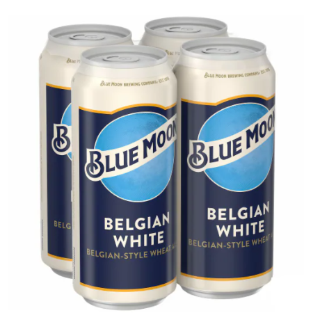 Blue Moon - Belgian White Wheat Ale - 4 pack 16 oz cans - 15516