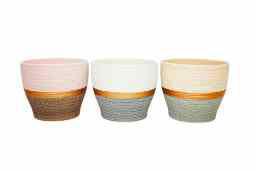 RCS - Terra Cotta Planters Two Tone Gold Stripe - 20245 81652536