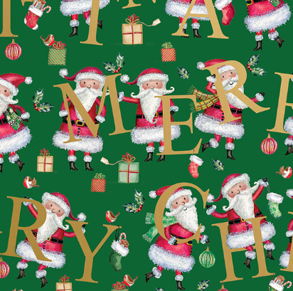 Jillson & Robert - Jumbo Wrap - Santa Christmas Green - XJ753