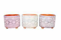 RCS - Terra Cotta Pots Navajo Pattern w/ Feet - 20243