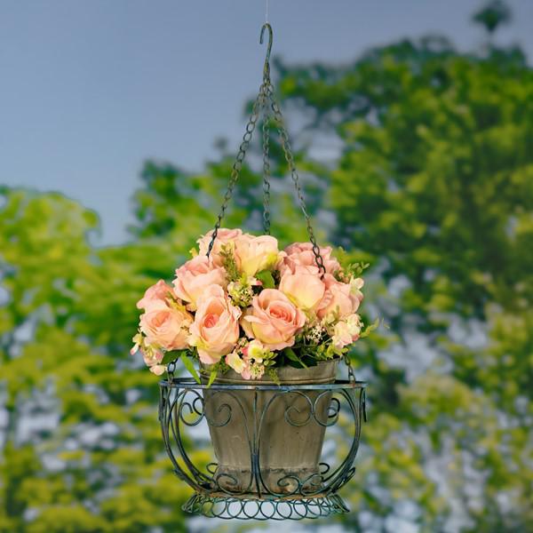 28.35" Long Hanging Iron Basket Planter in Cobalt Blue "Paris 1968" - ZR180315-BL