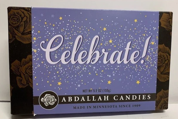 Abdallah Candies - Greeting Card Gift Box 5.5 oz - Celebrate - 0308CE