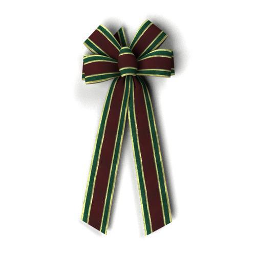 6 Loop Bow Gucci Burgundy/Green/Gold Pressed Gold Wired Edge 2000-991-52