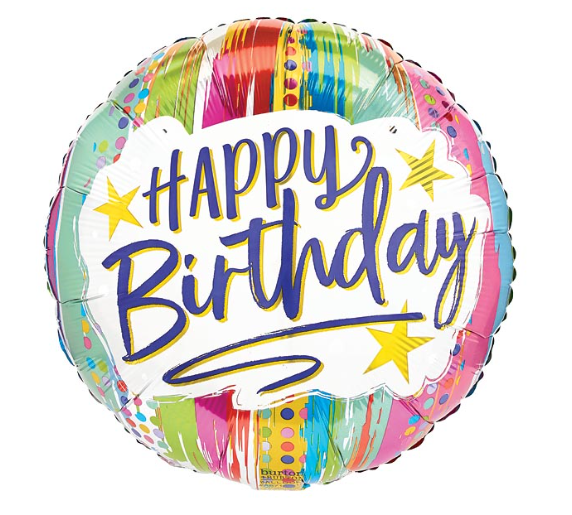 17" Foil Balloon - Birthday Painted Stripes - A6713918