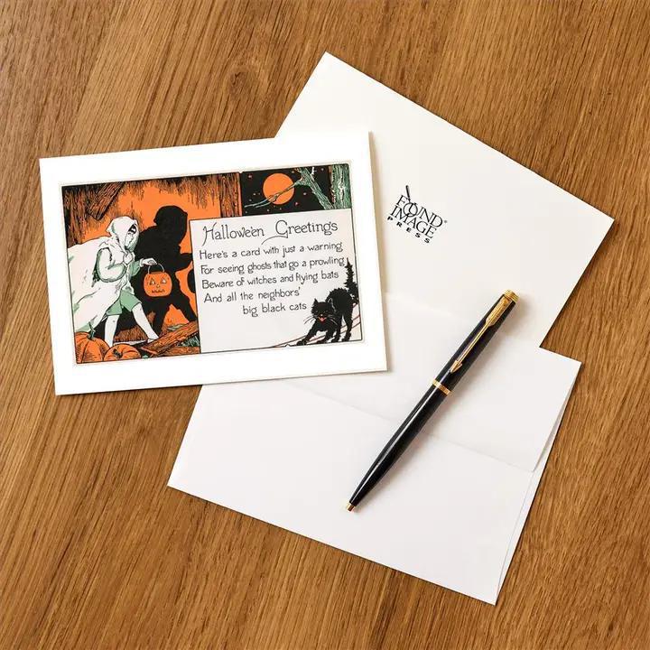 Found Image Press -  Greeting Card - Trick or Treating Girl, Halloween - HW-00185-NC0601