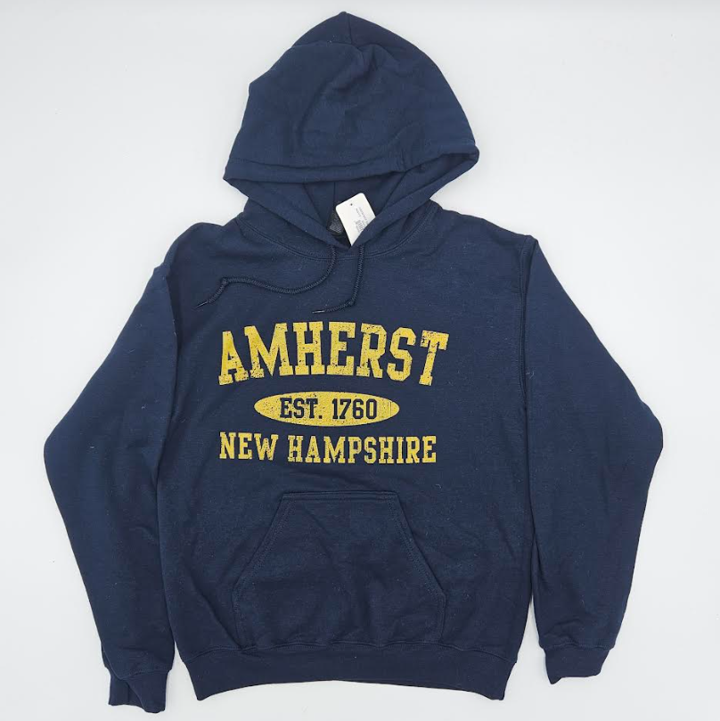 Amherst Hoodie - Navy w/ Gold Ink - Large