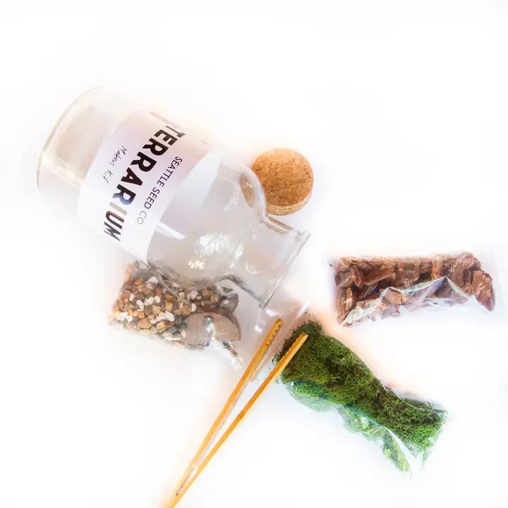 Seattle Seed Co. - DIY Large Jar Terrarium with Soil and Moss Garden Crafts Kit - TERR-JAR