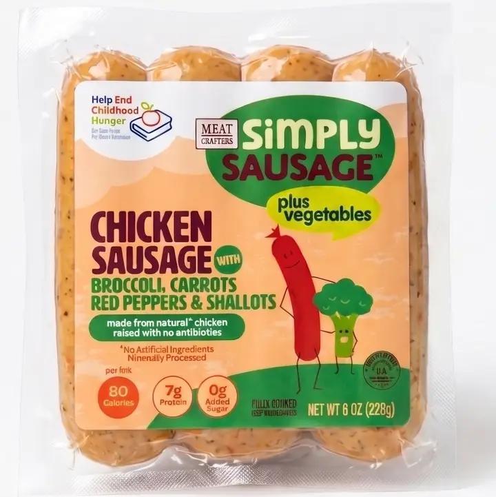 MeatCrafters Inc. - Simply Sausage - Chicken Sauage w/ Broccoli, Carrots, Red Peppers & Shallots 8 oz - 470R