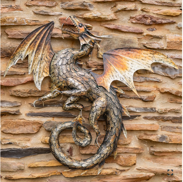 33" Tall Metal Serpentine Dragon Wall Decoration "Longwei" ZR240623