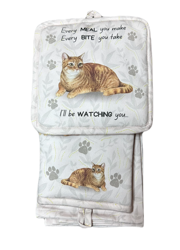 E&S Pets - Orange Tabby Cat - 3 Piece Kitchen Set - 312-8