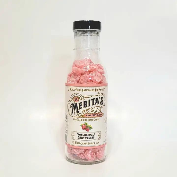 Ms. Merita's Hard Candy Slides - Ponchatoula Strawberry Glass Bottle 12 oz
