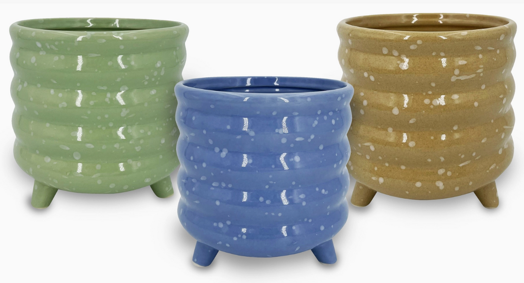 5.5" Footed Bubble Pot - Assorted Glazes ( Sold Individually ) - FBBP-5-ASST