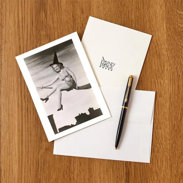 Found Image Press -  Greeting Card - Halloween, Woman On Broomstick - HW-00029-NC0601