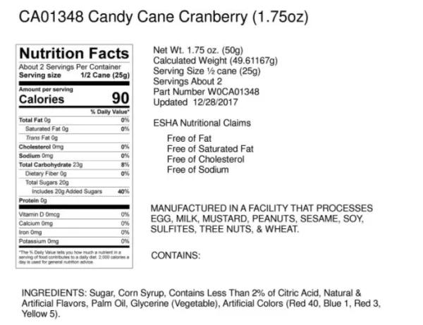 Hammond's Candies - Candy Canes - Cranberry