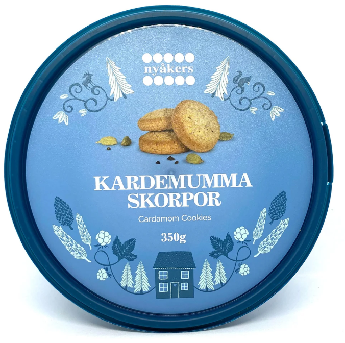 Nyakers  - Kardemumma Skorpor Cardamon Cookies in Plastic Tub 350g