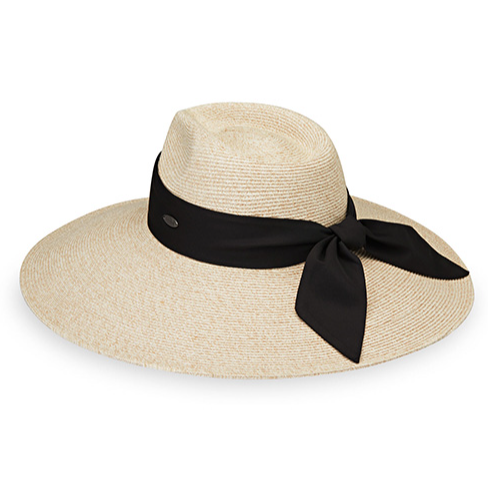 Wallaroo Hat Company - Elise - White Beige w/ Black Scarf - ELIS-WHBG