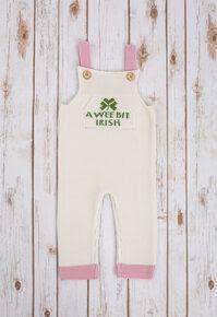 Saol - Irish Knit Overalls - Shamrock A WEE BIT IRISH White Pink 3-6 Months - NK202ABI-508-3-6mts