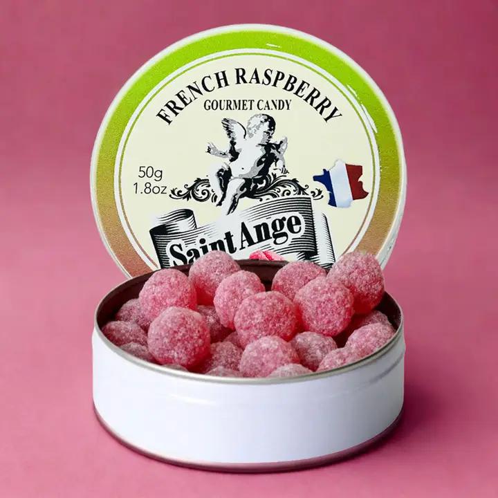 Bonbon France - Saint Ange Raspberry - French Gourmet Natural Candy Tin 1.8 oz