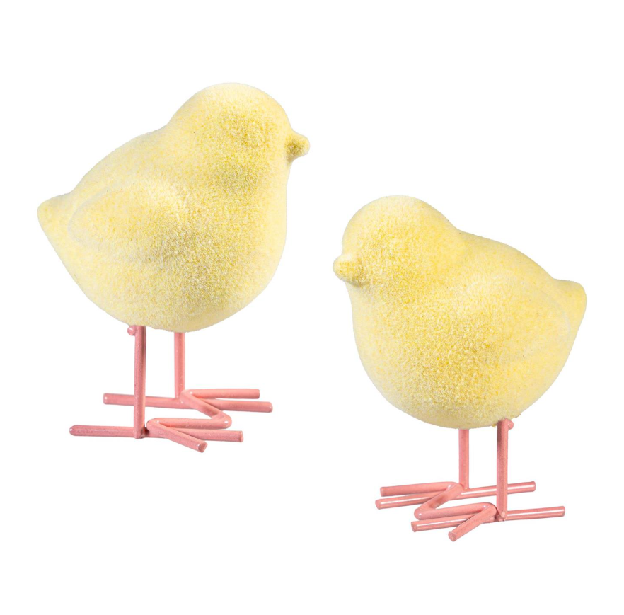 2.5" Resin Flocked Chick w/ Metal Feet - Bunny Blooms Table Decor - TAM8Y2CER226