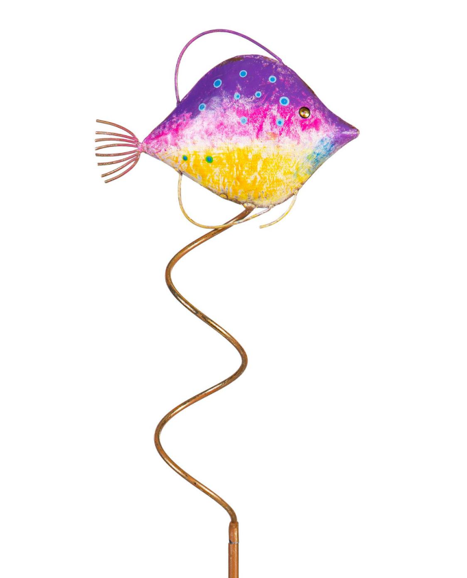 32" Tropical Fish Metal Garden Stake - Blue Coastal Garden Stake - GSDMD6MET326