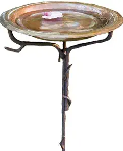 Pure Copper Birdbath w/ Iron Twig Stake - 95105