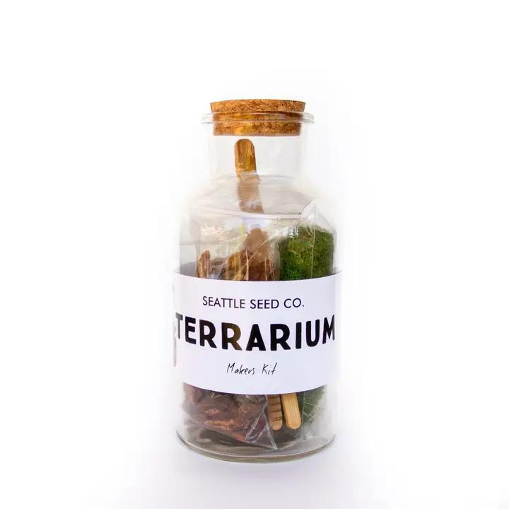 Seattle Seed Co. - DIY Large Jar Terrarium with Soil and Moss Garden Crafts Kit - TERR-JAR