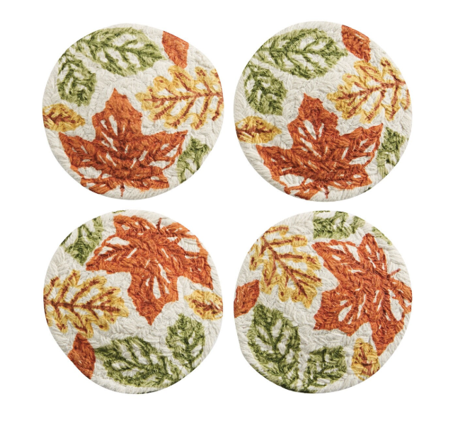 Park Designs - Fall Leaves Printed Braided Coasters Set Of 4 - 9572-156