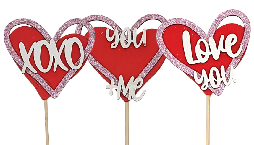 Multi Hearts w/ Assorted Messages Bouquet Pick - 930947RPW