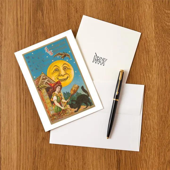 Found Image Press - Greeting Card - Halloween Greetings, Witch At Dormer Window - HW-00064-NC0601
