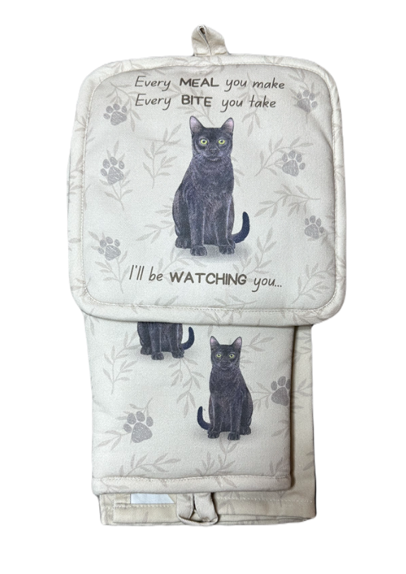 E&S Pets - Black Cat - 3 Piece Kitchen Set - 312-5