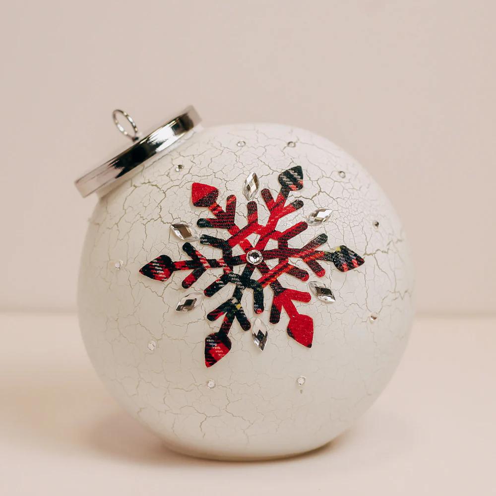A Cheerful Giver - Crackle Snowflake - Crackle Glass Ornament - CWD92