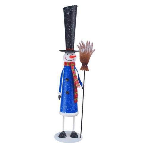 RCS - Stake Snowman Blue w Broom - 89816