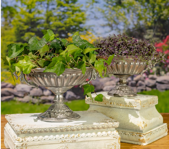 Assorted Frosted Silver Metal Urns "Aeneas"