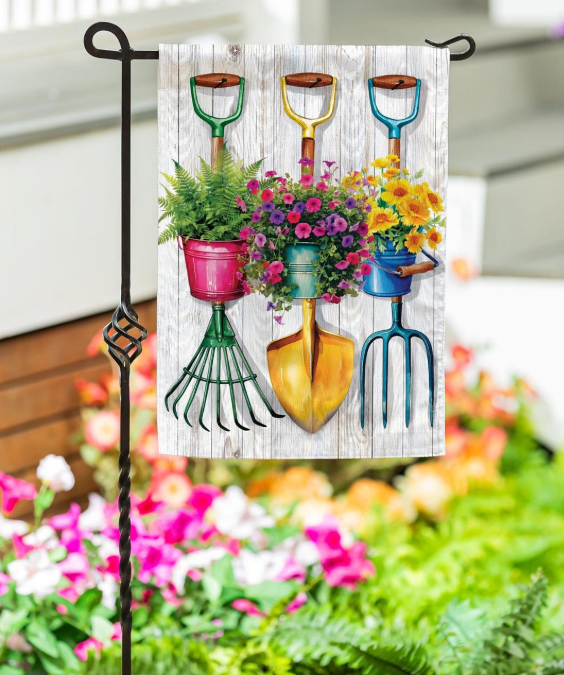 Garden Tool Trio Moire Garden Flag - MFNGL6MGF325