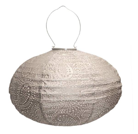 Lumiz LED Lantern - Oval Paisley Solar Lantern, Taupe - LUM126