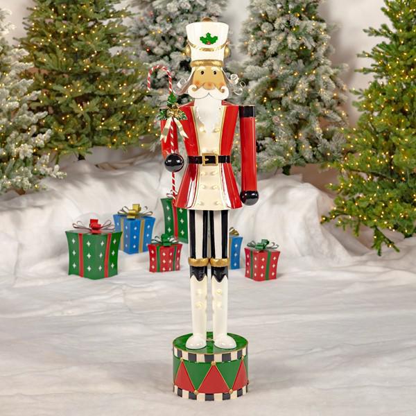65" "CHRISTOPHER" TALL IRON NUTCRACKER IN GOLD WITH CANDY CANE & LED LIGHTS  ZR220430