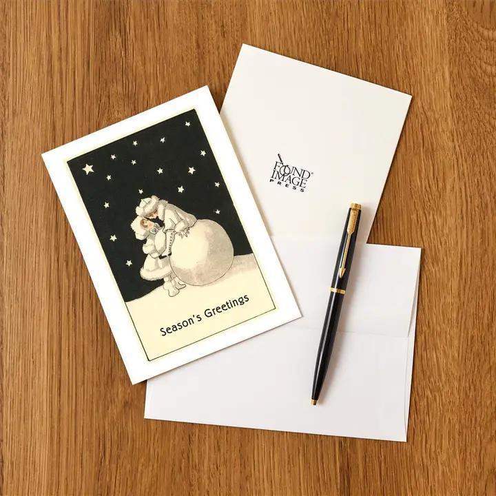 Found Image Press - Greeting Card MC-543 Children On Snowball Kissing - MC-00543-NC0601