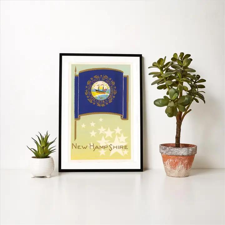 Found Image Press - Art Print NH-808 New Hampshire State Flag - NH-00808-PB0101