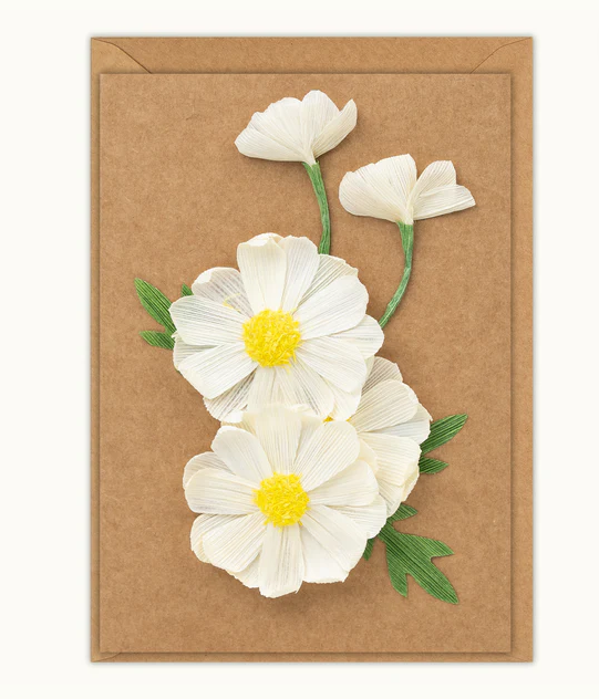 Husk & Heart - Daisies Kraft Paper Card and Matching Envelope - HH-GC-10014