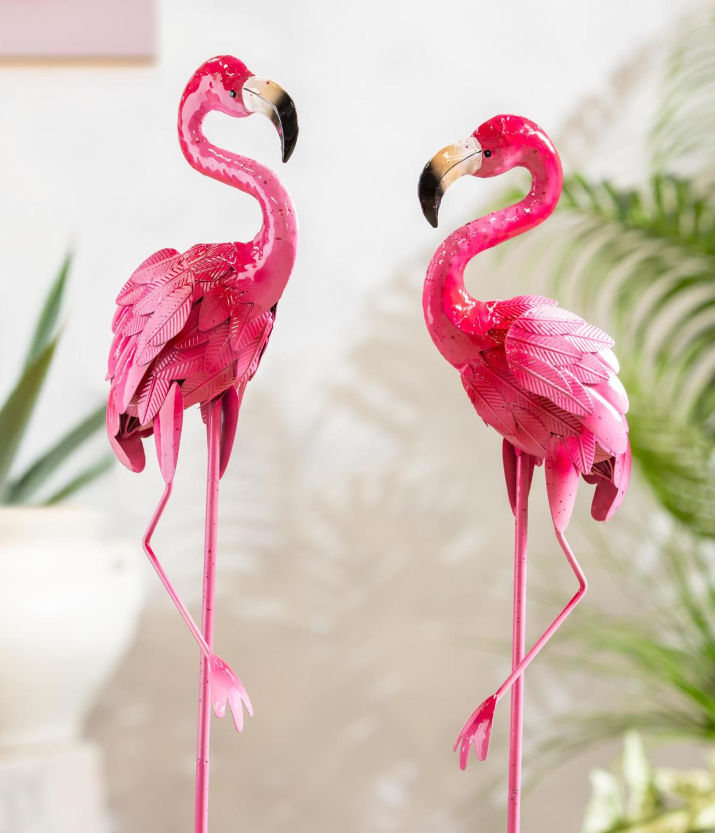 36" Palm Beach Metal Flamingo Garden Stake - GS3WBPMET326
