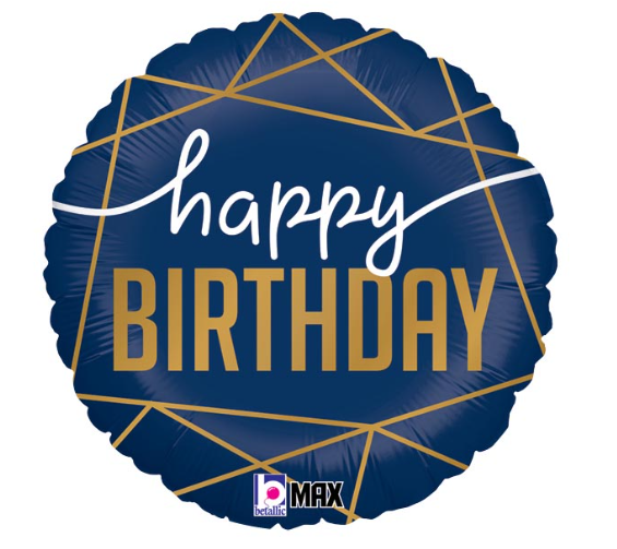 18" Foil Balloon - Navy Happy Birthday - 7840218